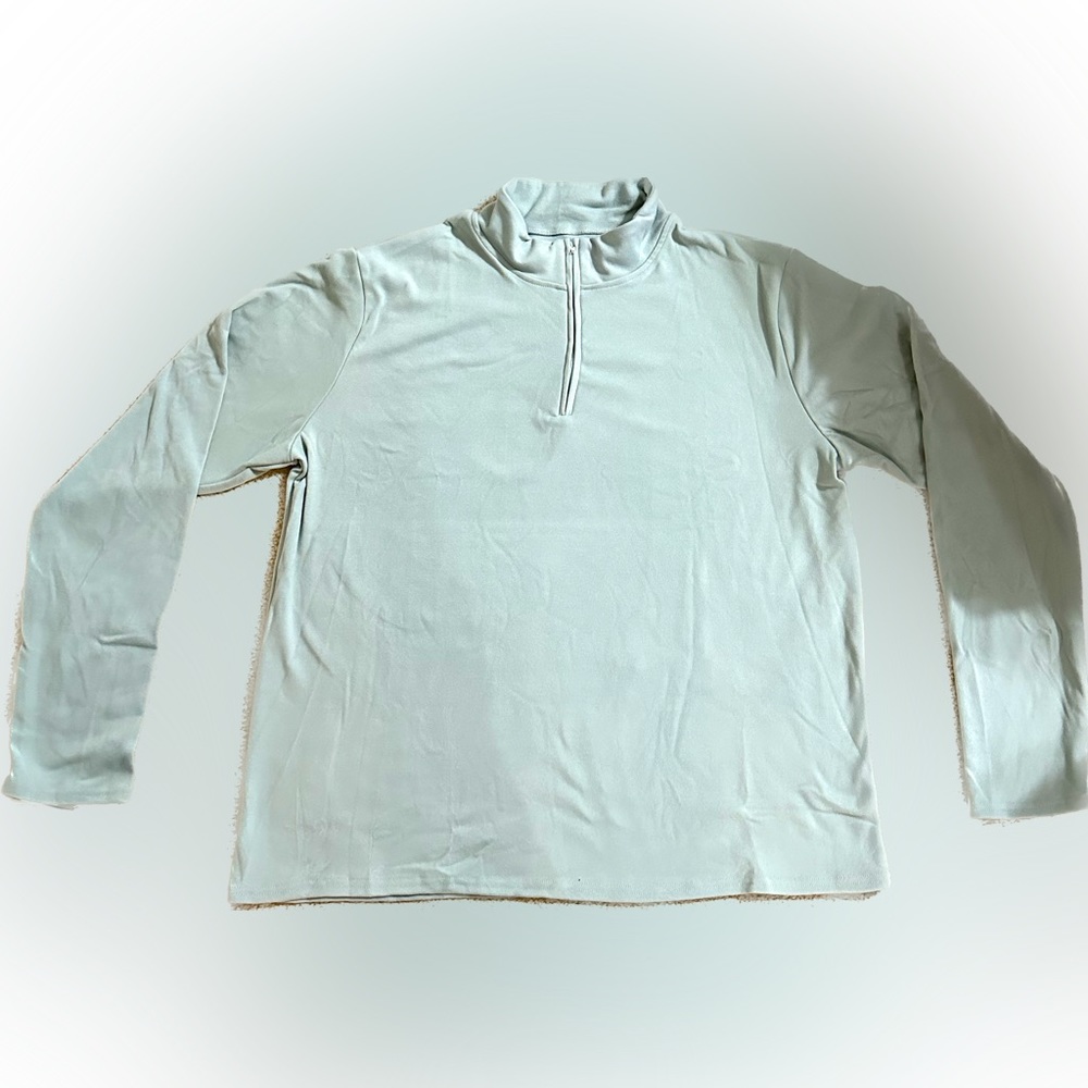 MENs MICRO FLEECE GREEN QTR HALF ZIP PULLOVER SWEATER SHIRT SWEATSHIRT 2XL SOFT